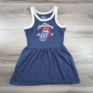 The Rolling Stones Girls Blue 1978‎ American Tour Graphic Ringer Dress Size 6/6X